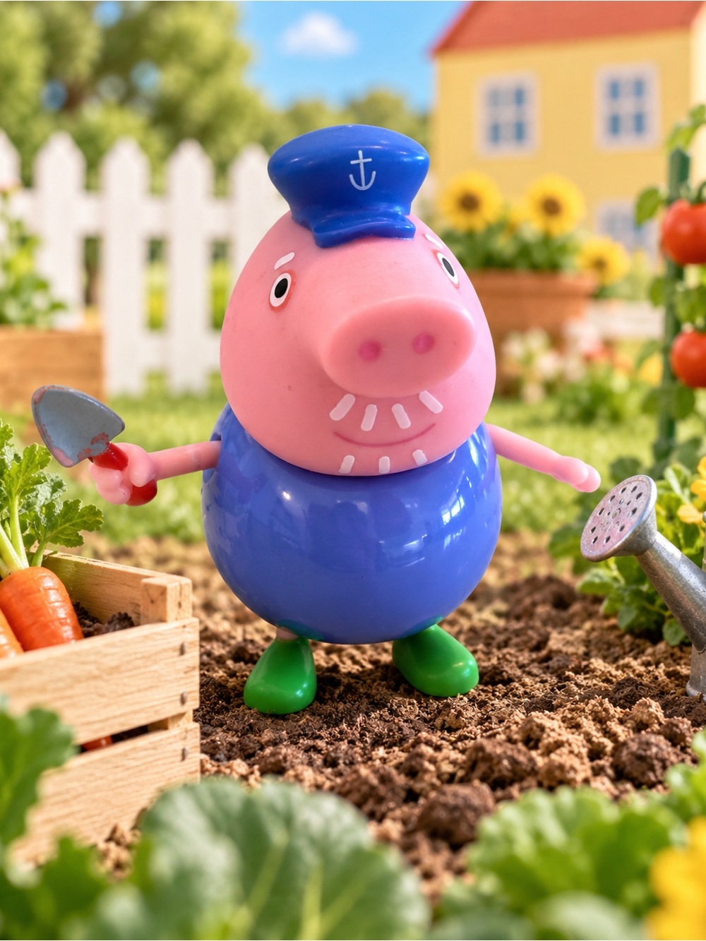 Peppa Pig Grandpa Pig Garden Figure 3.5” Sailor Hat Trowel Jazwares Rare